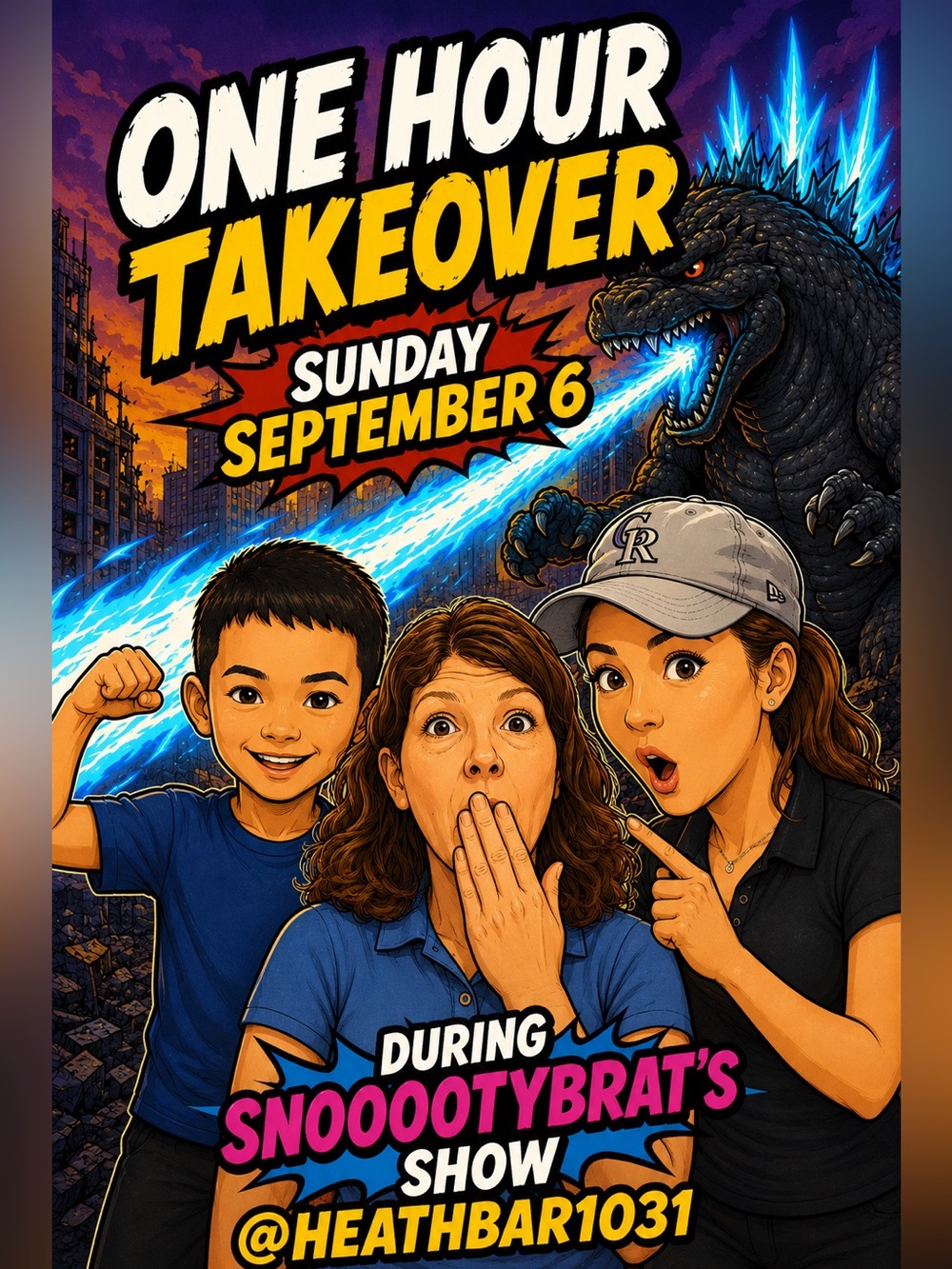 One Hour Takeover Sunday September 6 during @snooootybrat’s show, Labor Day Yay!